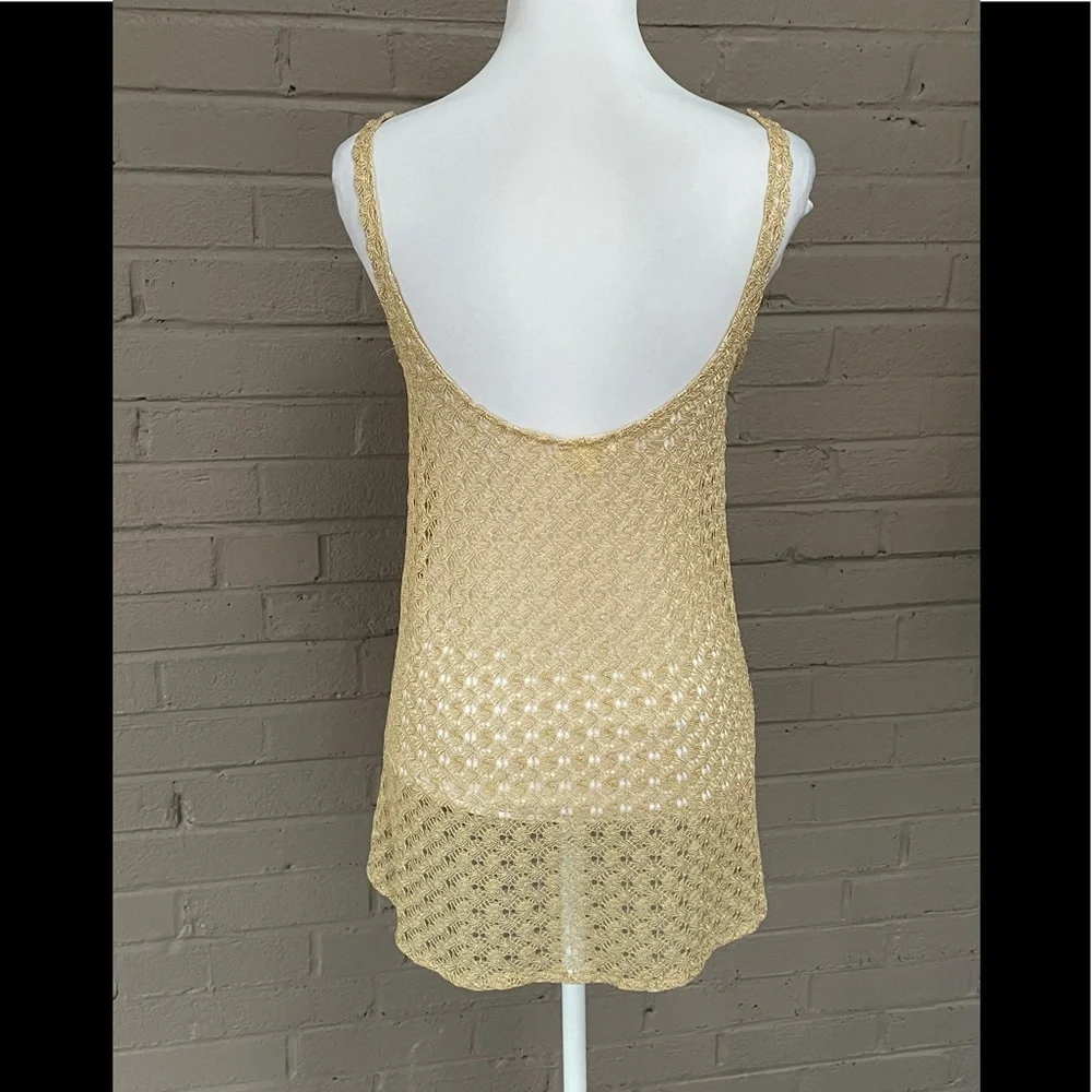 Anthropologie Papier-mâché gold spun tank top S